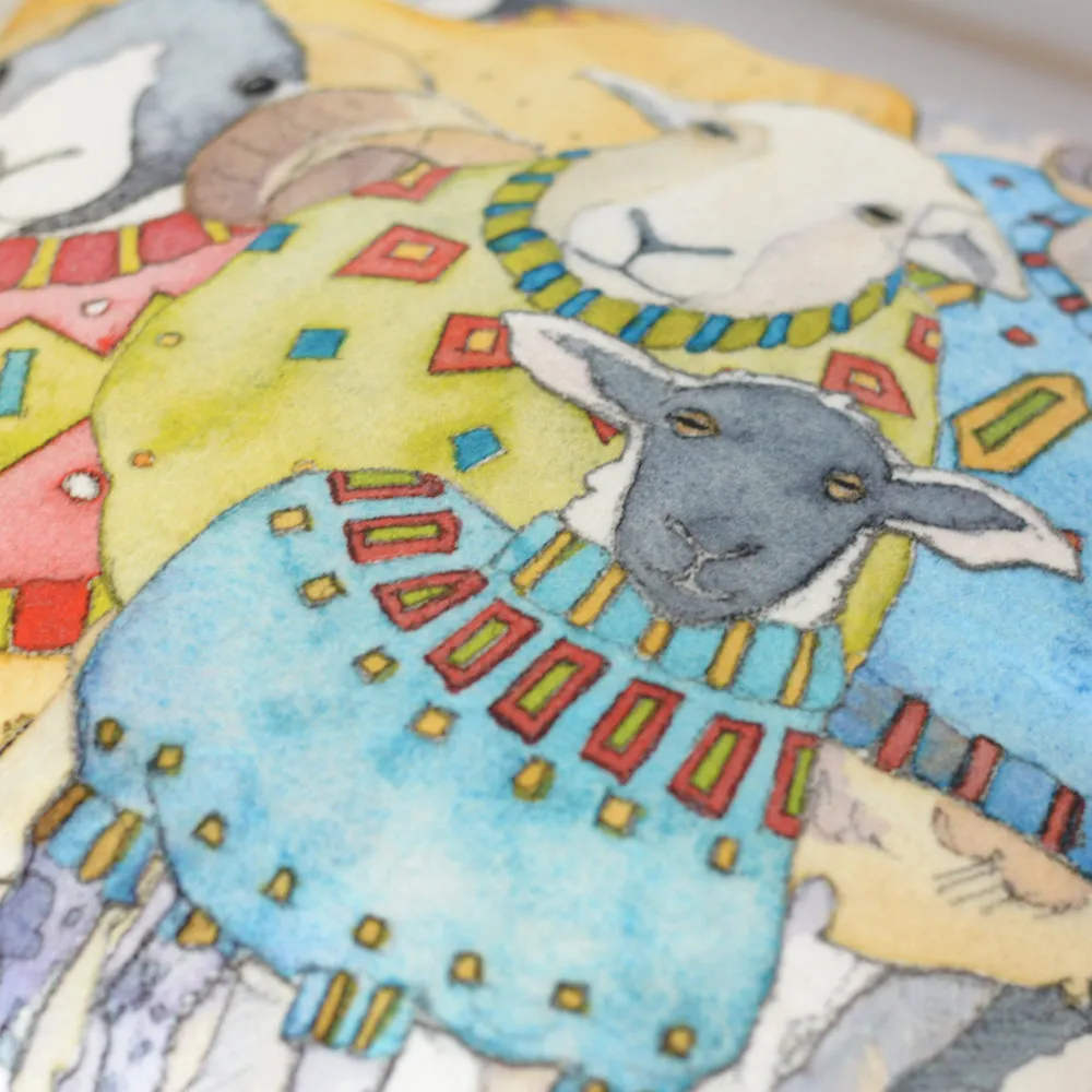 ベルベット クッションカバー Sheep in Sweaters