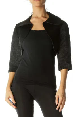 Black Shine Cropped Bolero Jacket