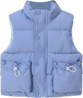 Boys and Toddler Zip Up Puffer Vest Winter Sleeveless Jacket Solid Color Outerwear Coat for Girls Warm Padded Jacket