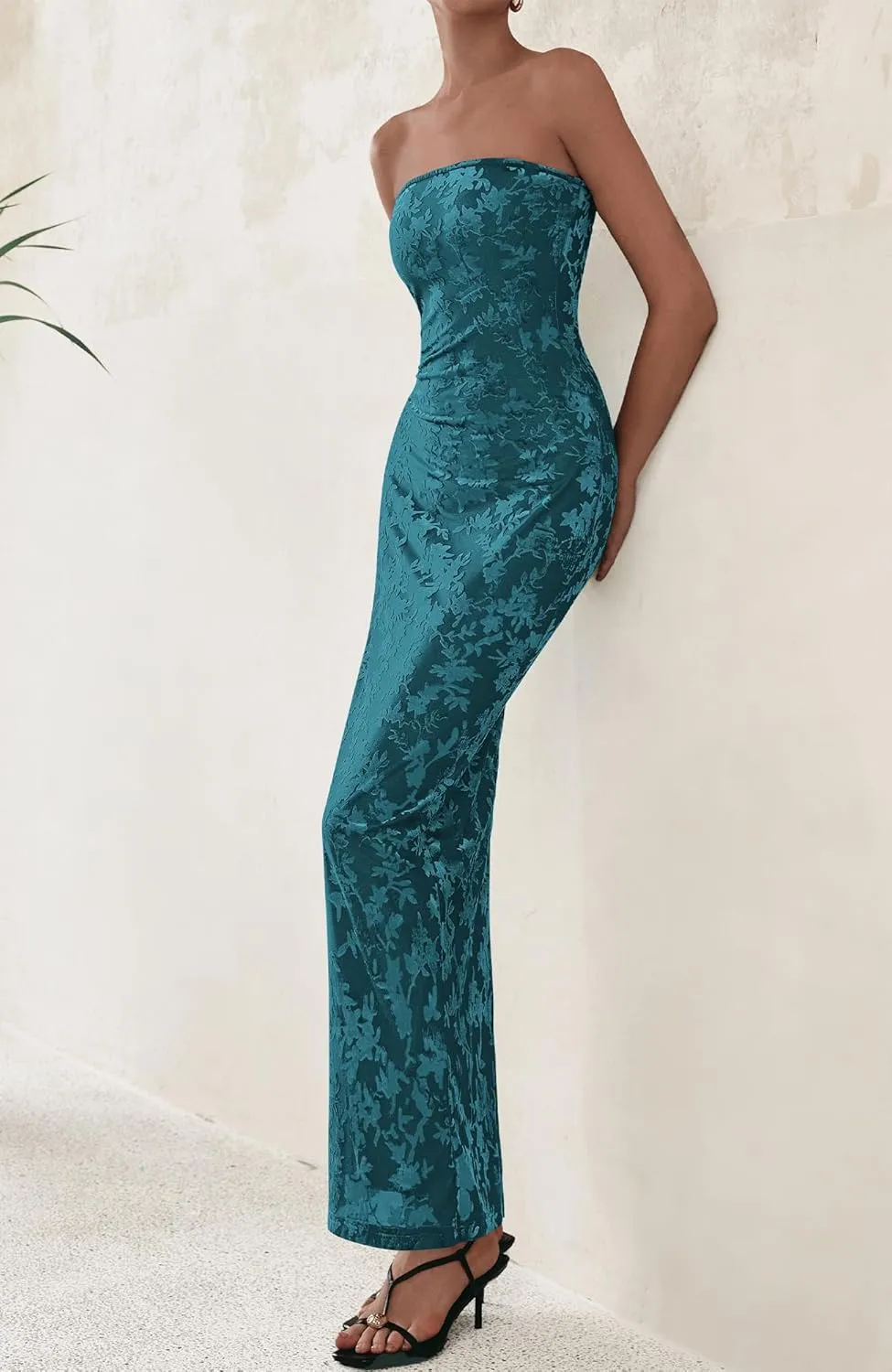 BTFBM Women Spring Dresses 2025 Elegant Wedding Guest Dresses Bodycon Tube Maxi Dress Split Floral Cocktail Dress