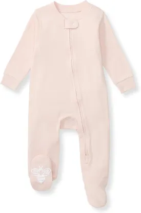 Burt's Bees Baby Girls' Organic Cotton Sleep and Play Footed Pajamas, One-piece Zip Front Romper, Baby Essentials