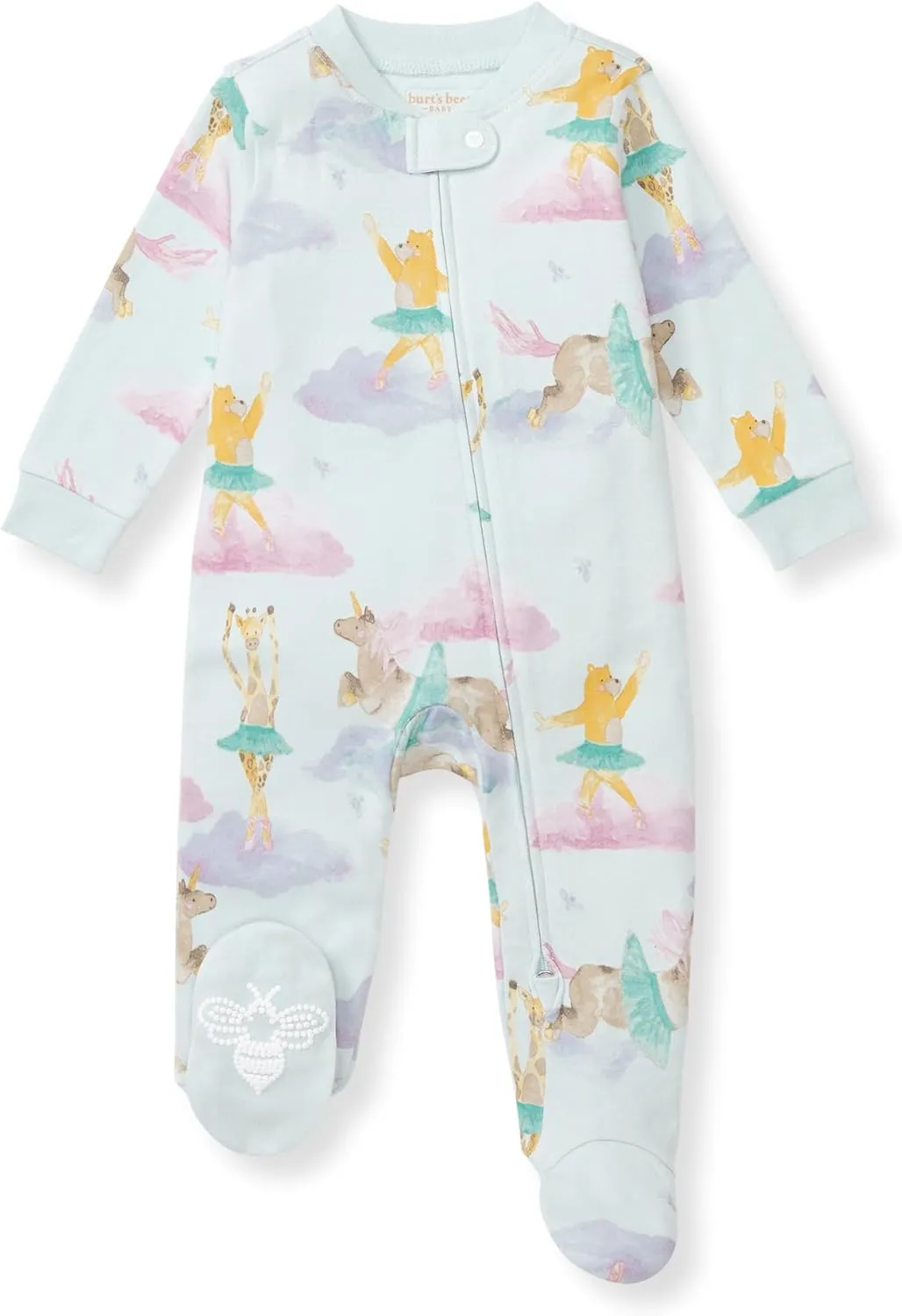 Burt's Bees Baby Girls' Organic Cotton Sleep and Play Footed Pajamas, One-piece Zip Front Romper, Baby Essentials