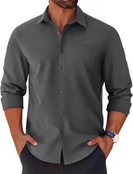COOFANDY Mens Long Sleeve Button Down Shirts Casual Untucked Shirts for Men Dress Shirts Wedding Shirts