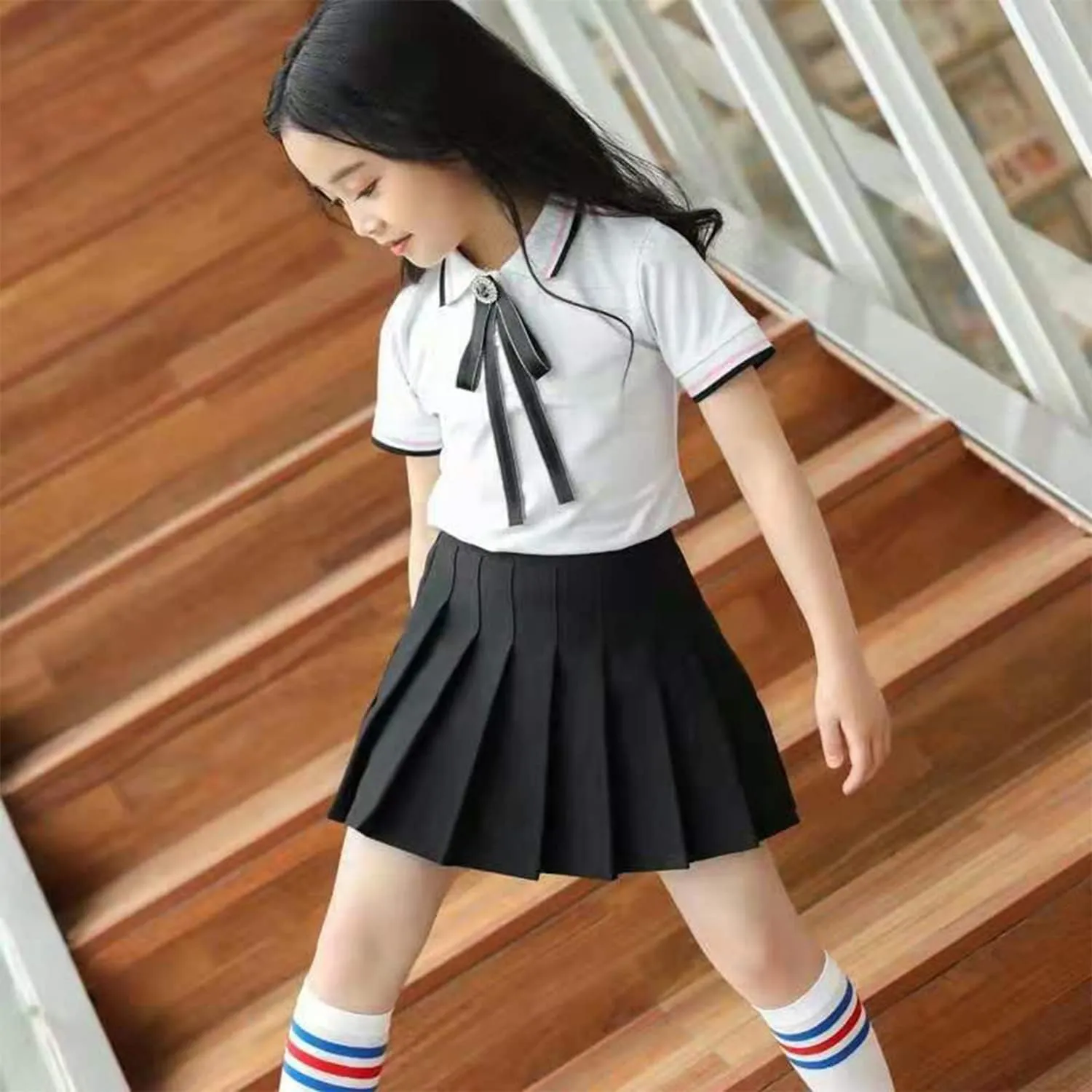 DOOVID Pleated Skirts High Waist Mini Short Skirts School Uniform Girls Tennis Skirt