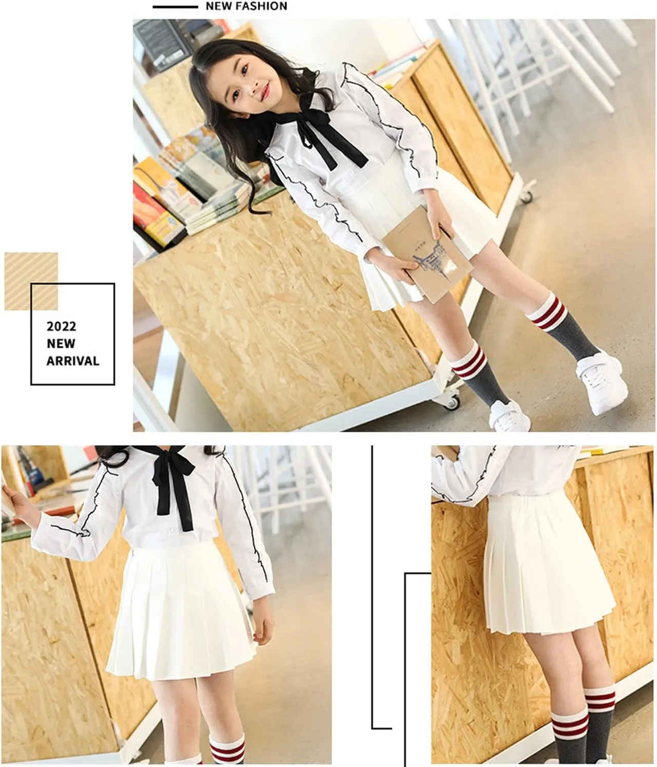 DOOVID Pleated Skirts High Waist Mini Short Skirts School Uniform Girls Tennis Skirt