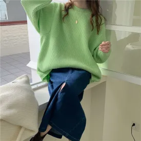 Fashionkova  Casual Soft Sweater Women Autumn Winter Vintage Warm Oversized Pullovers Ladies Casual Knitwear Solid Female Jumpers 7Color