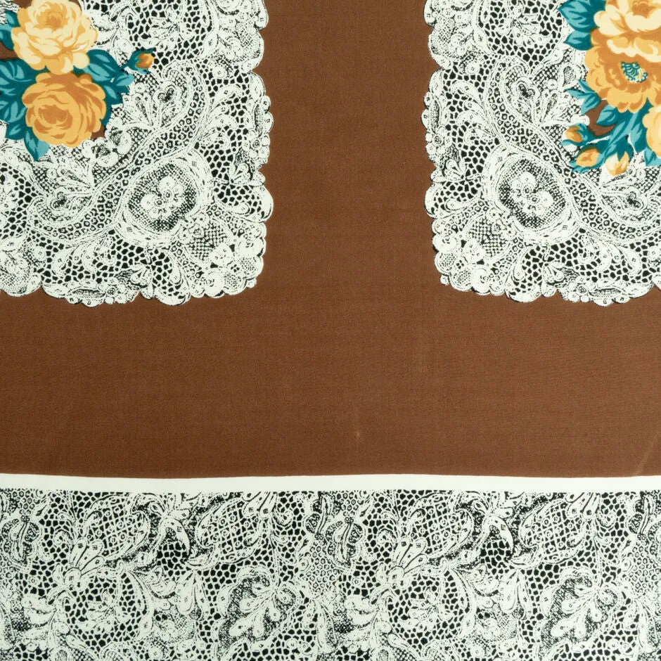 Floral & Lace Printed Silk Crêpe de Chine