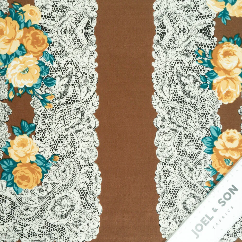 Floral & Lace Printed Silk Crêpe de Chine