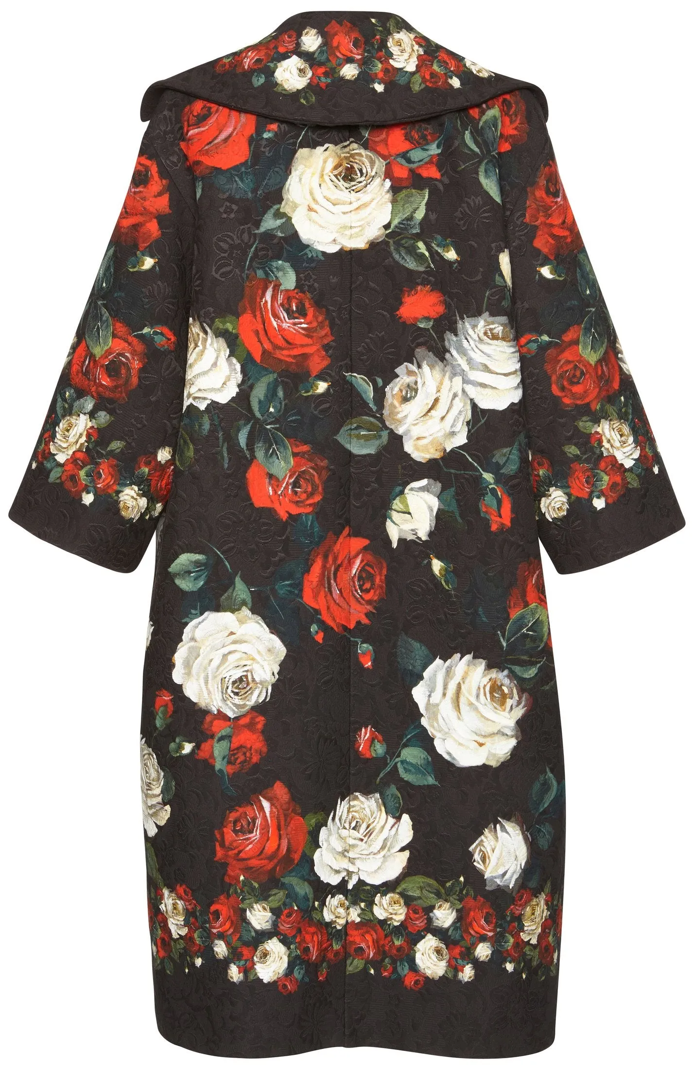 Floral Print 3/4-Sleeve Coat