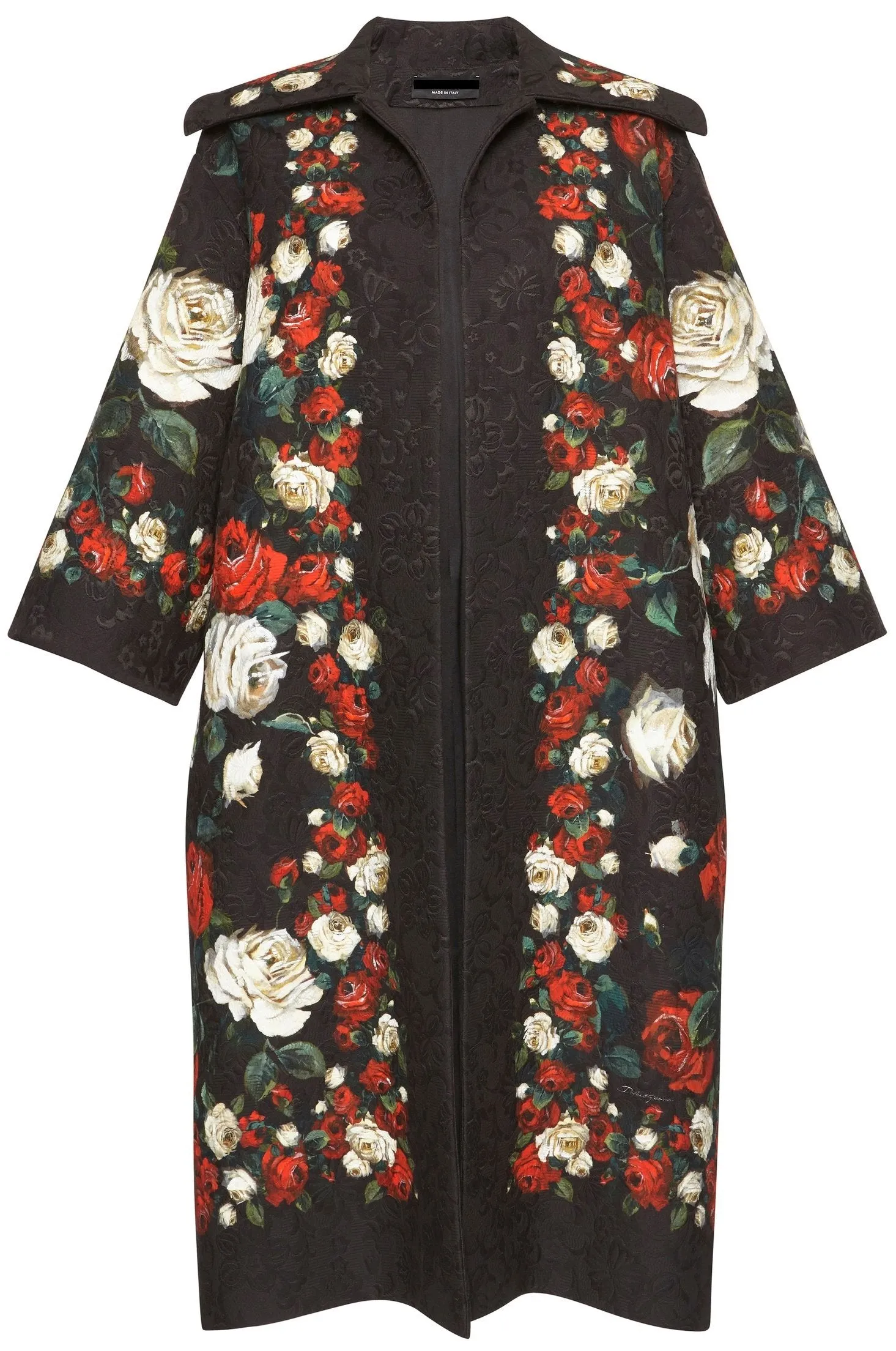 Floral Print 3/4-Sleeve Coat