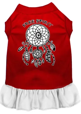 Free Spirit Screen Print Dog Dress Red With White Med (12)
