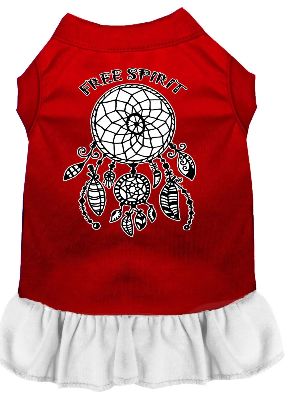 Free Spirit Screen Print Dog Dress Red With White Med (12)