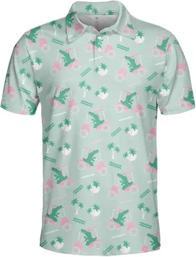 Funny Golf Shirts Skull Hawaiian Polo Shirts for Men, Crazy Golf Shirts for Men Golf Gifts Hawaiian Skull Golf Shirts