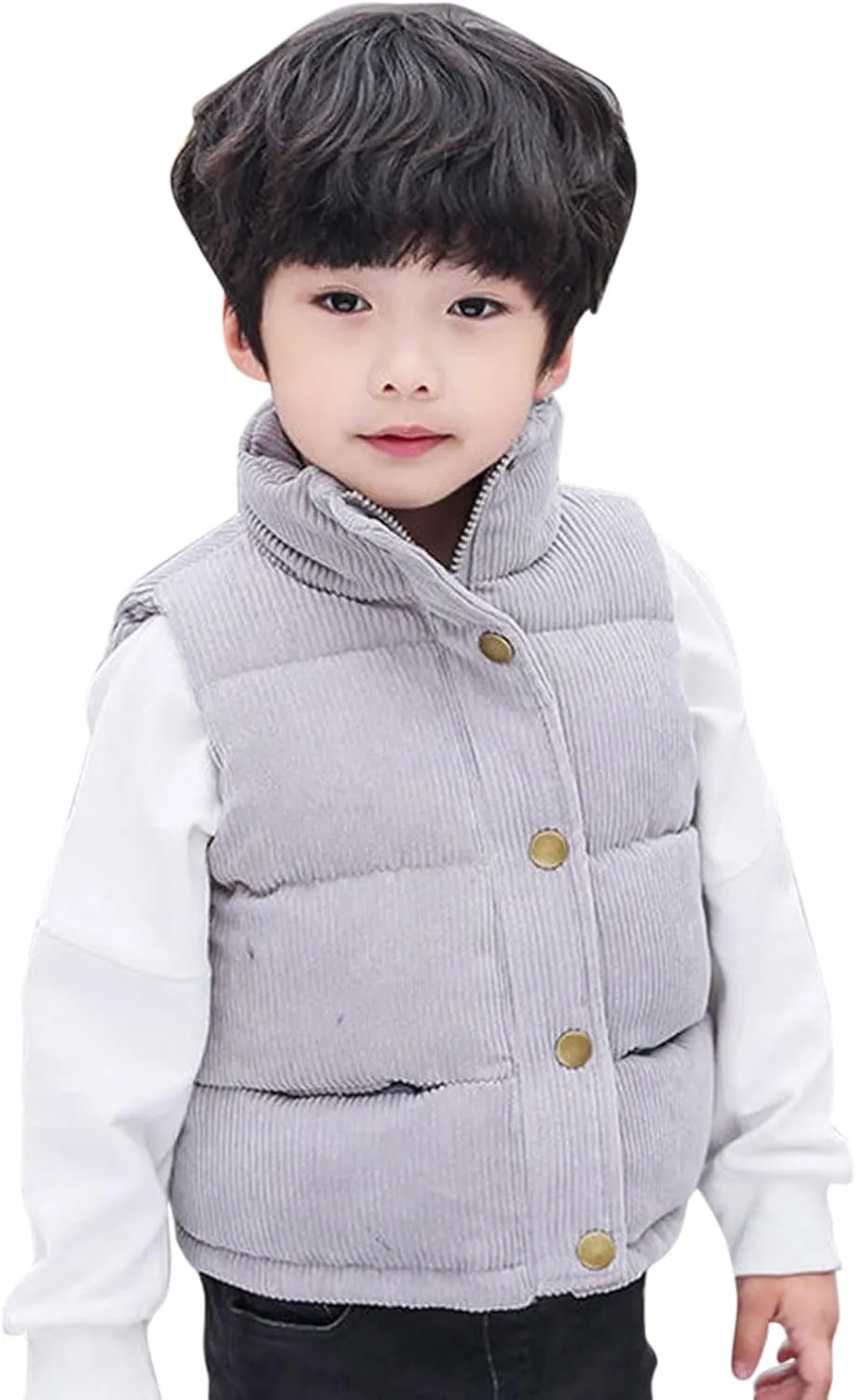 Girls and Toddler's Corduroy Jacket Puffer Vest Sleeveless Down Coat Baby Winter Coat Padded Quilted Vest Waistcoat