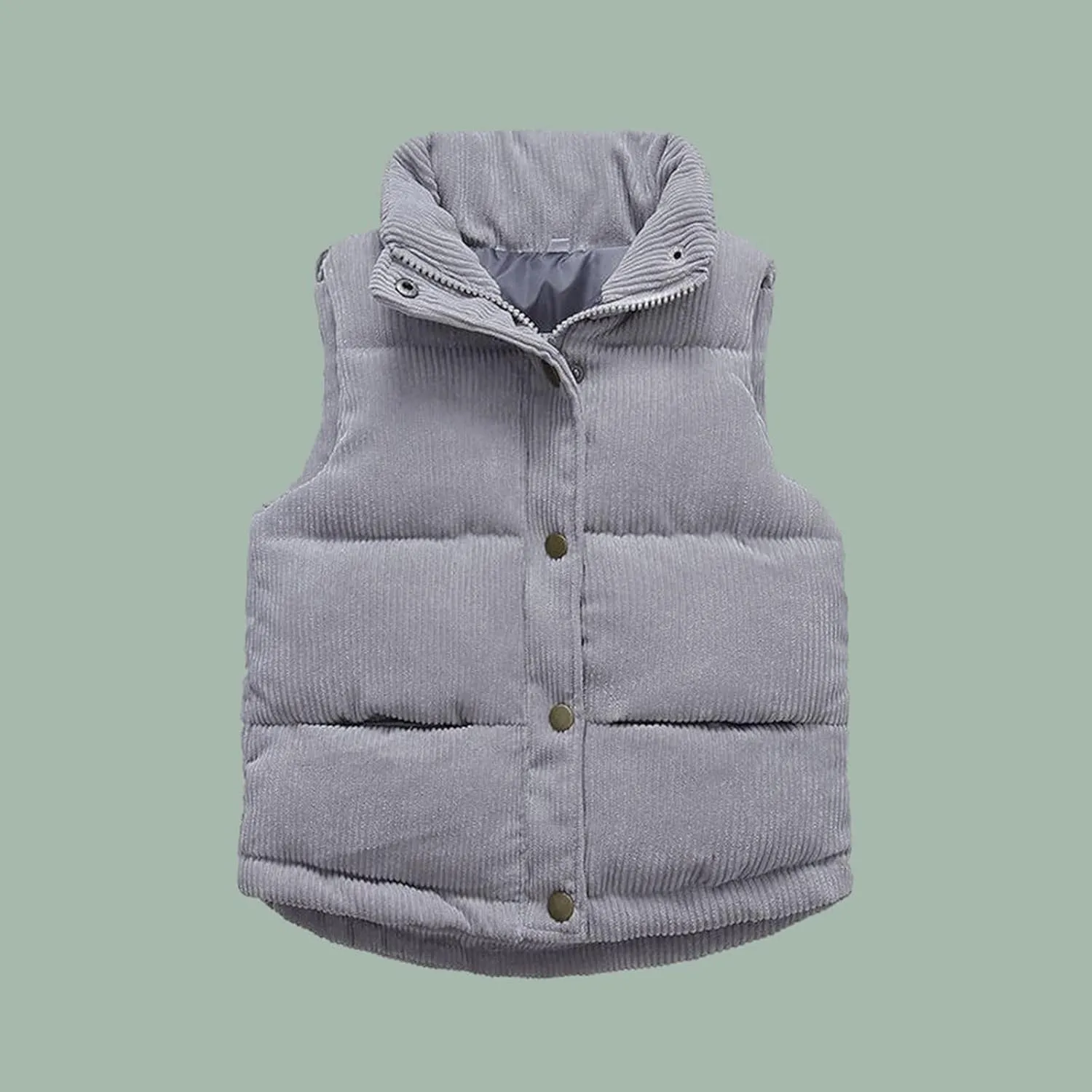 Girls and Toddler's Corduroy Jacket Puffer Vest Sleeveless Down Coat Baby Winter Coat Padded Quilted Vest Waistcoat