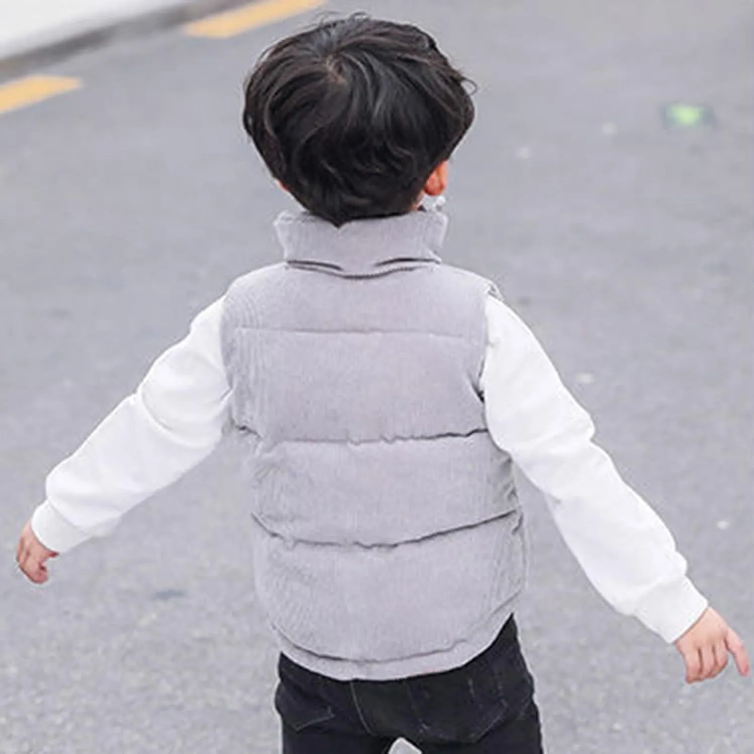 Girls and Toddler's Corduroy Jacket Puffer Vest Sleeveless Down Coat Baby Winter Coat Padded Quilted Vest Waistcoat