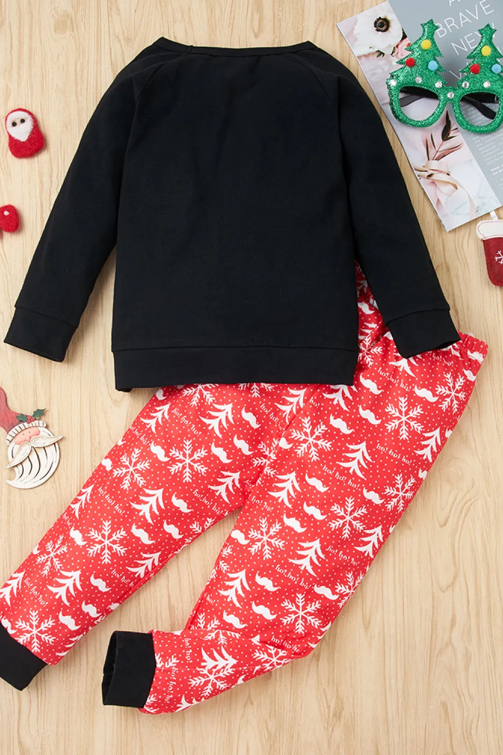 Girls Christmas Pattern Top and Pants Set