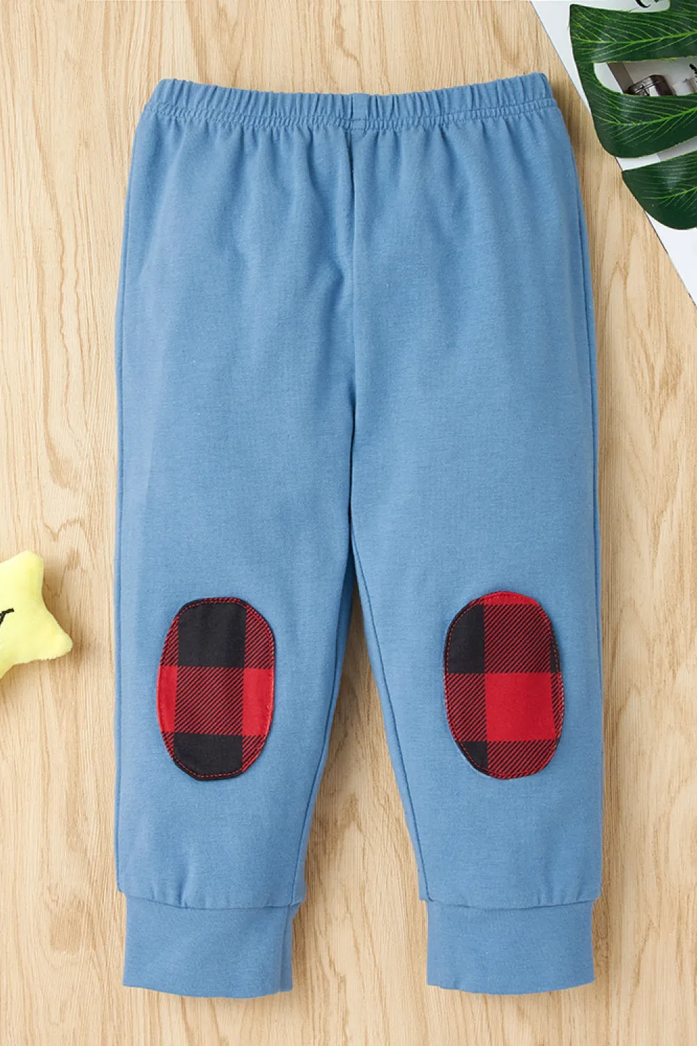 Girls Plaid Sleeve Top and Pants Set