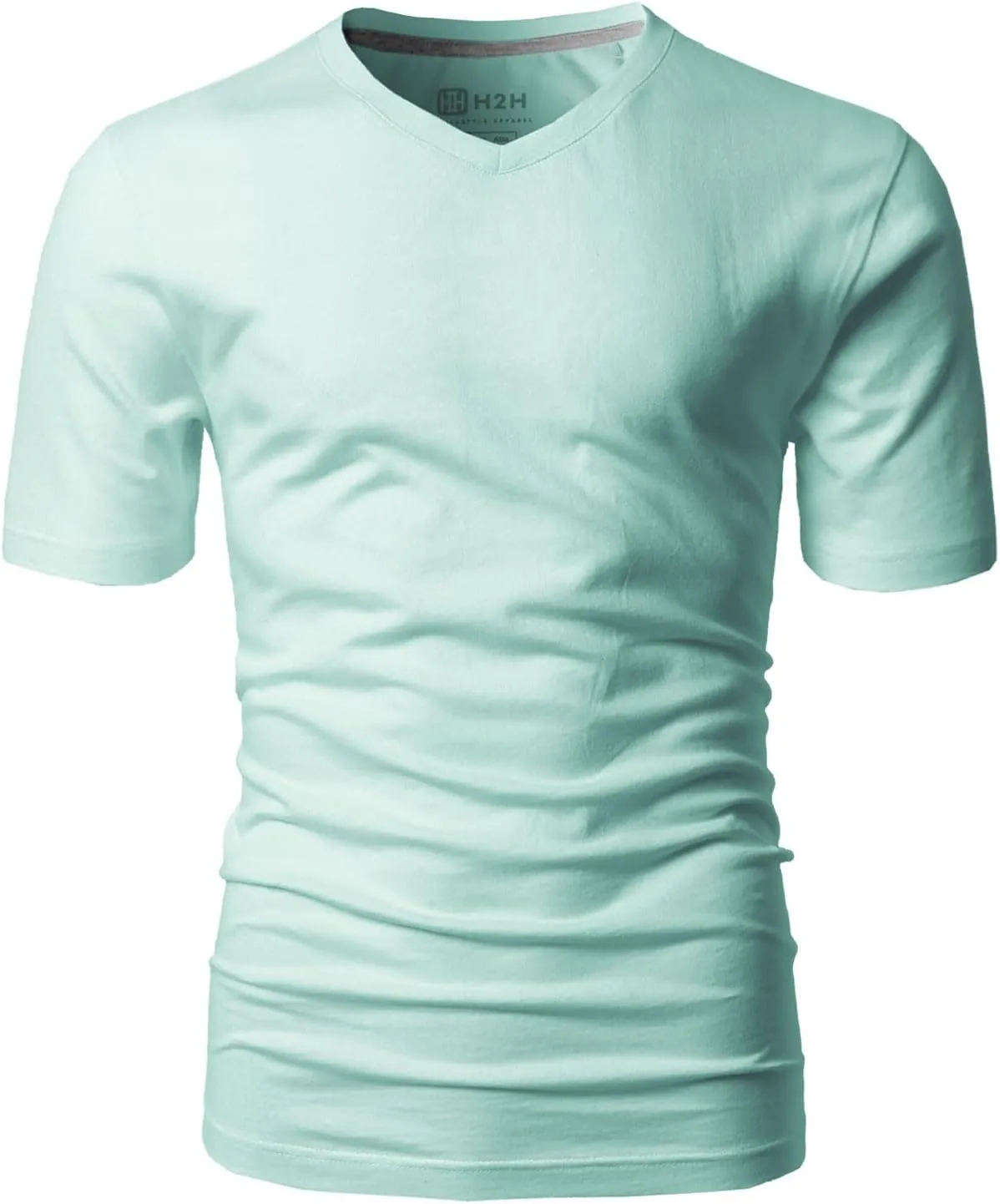 H2H Mens Casual Slim Fit Short Sleeve T-Shirts Soft Lightweight V-Neck/Crew-Neck Size XS to 3XL