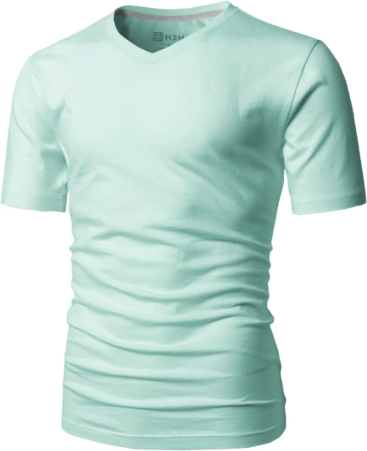 H2H Mens Casual Slim Fit Short Sleeve T-Shirts Soft Lightweight V-Neck/Crew-Neck Size XS to 3XL