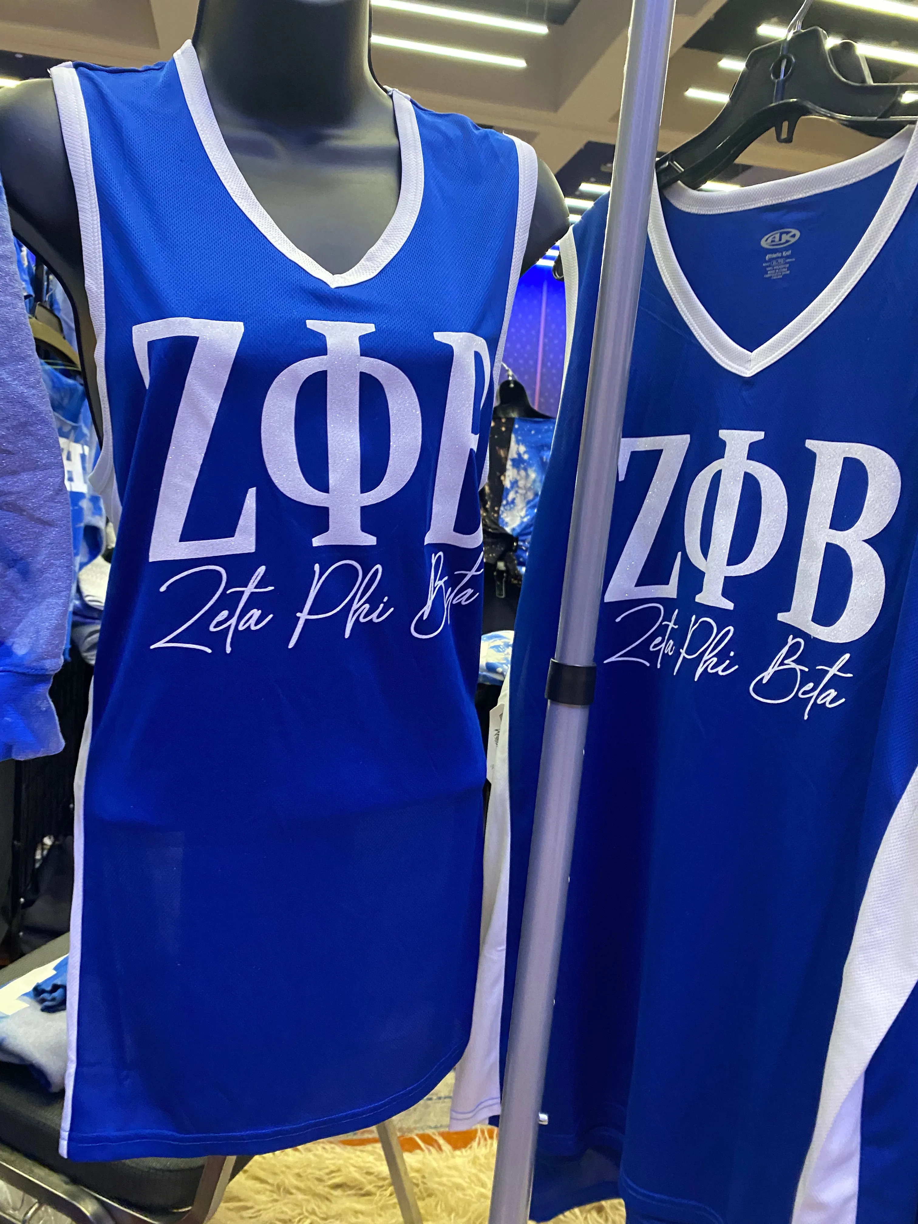 Handmade Zeta Phi Beta Z-Phi 1920 Glitter White Royal Lace or No Lace Jersey Top