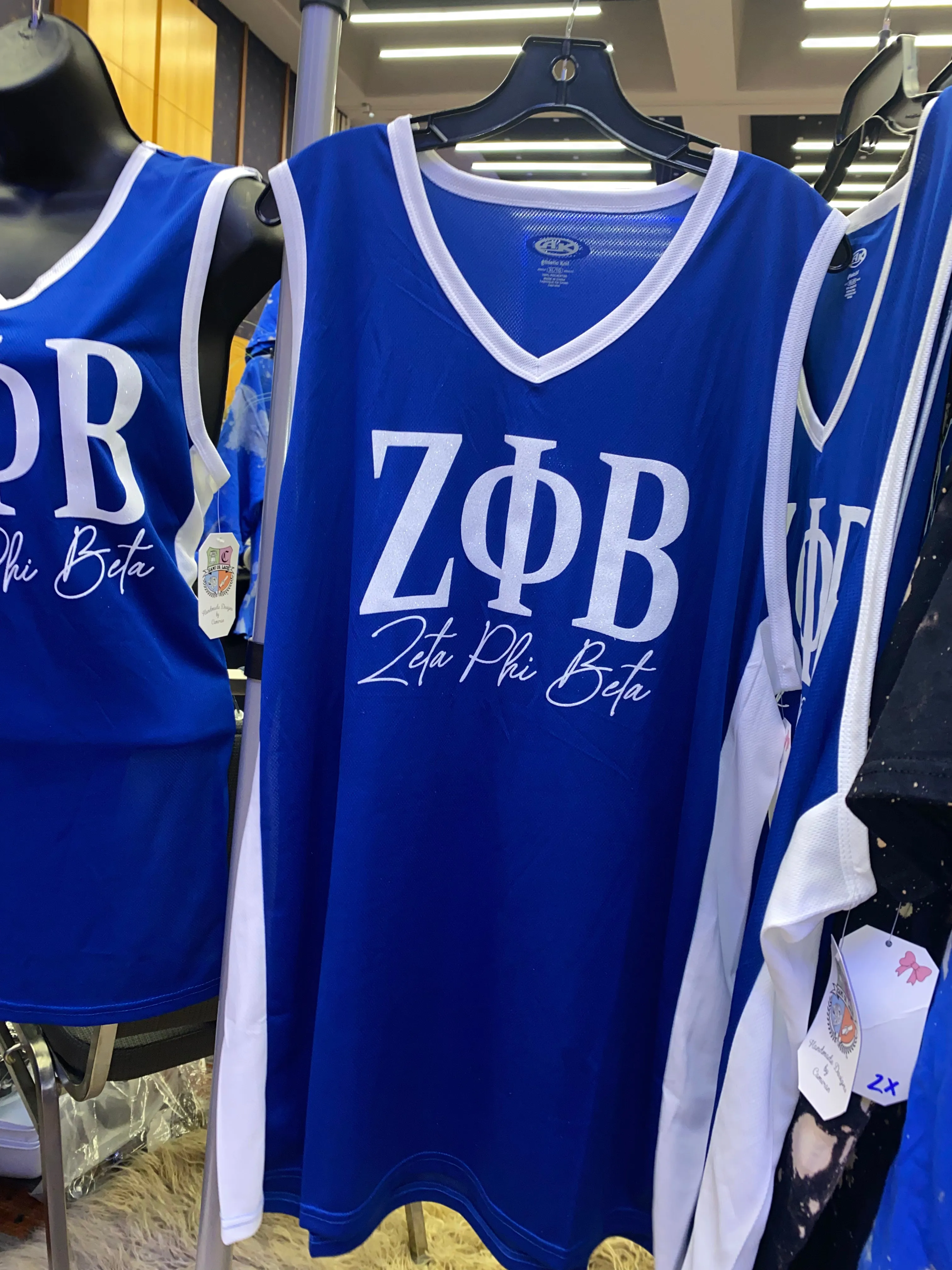 Handmade Zeta Phi Beta Z-Phi 1920 Glitter White Royal Lace or No Lace Jersey Top