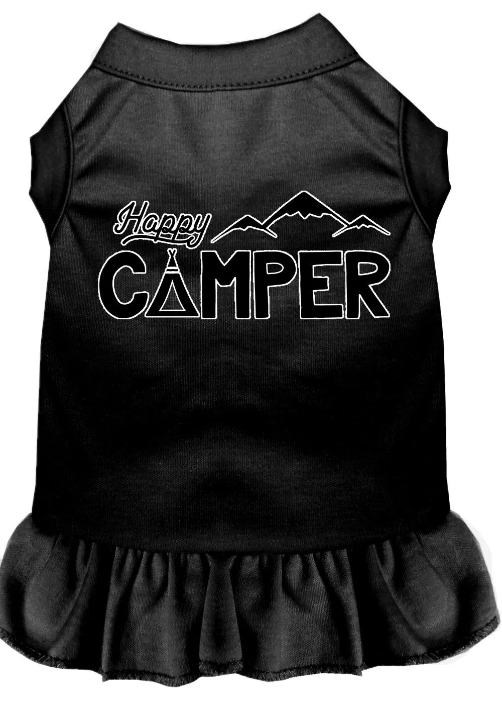 Happy Camper Screen Print Dog Dress Black Sm (10)