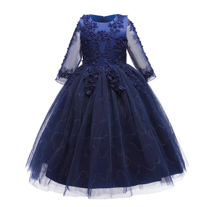 Kids Girls Red Dress Lace Prom Ball Gown Toddler Kids Clothing Wedding Evening Formal Dress - KGD8364