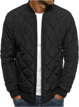 Mens Bomber Jackets Lightweight Jacket Coat Loose Fit Outwear Casual Sportswear Diamond Quilted Jackets