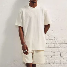 Men's Casual Solid Color Short Sleeved T-Shirt and Shorts Outfit Set