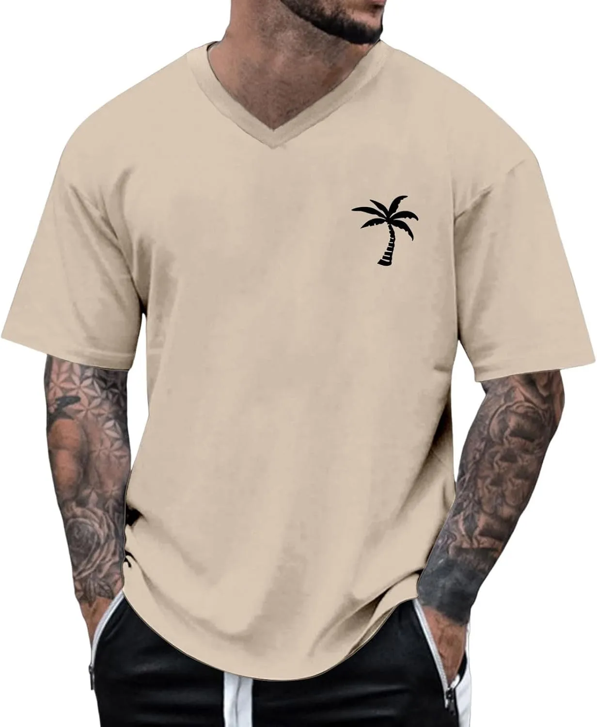Mens Loose Fit Graphic Shirts Short Sleeve Heavyweight Cotton Printed T-Shirts Casual Retro Streetwear Tshirts Tops