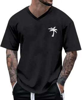 Mens Loose Fit Graphic Shirts Short Sleeve Heavyweight Cotton Printed T-Shirts Casual Retro Streetwear Tshirts Tops