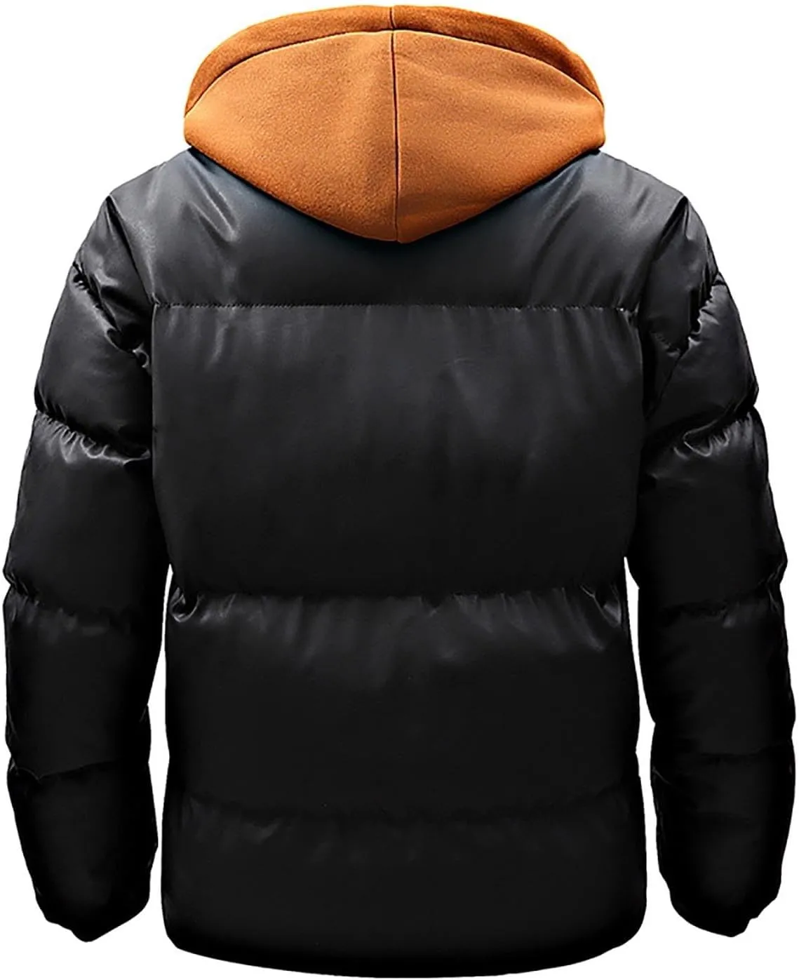 Mens Puffer Hoodie Zip up Padded Coat Warm Down Jacket Quilted Insulated Jacket Thermal Winter Jacket with Hood