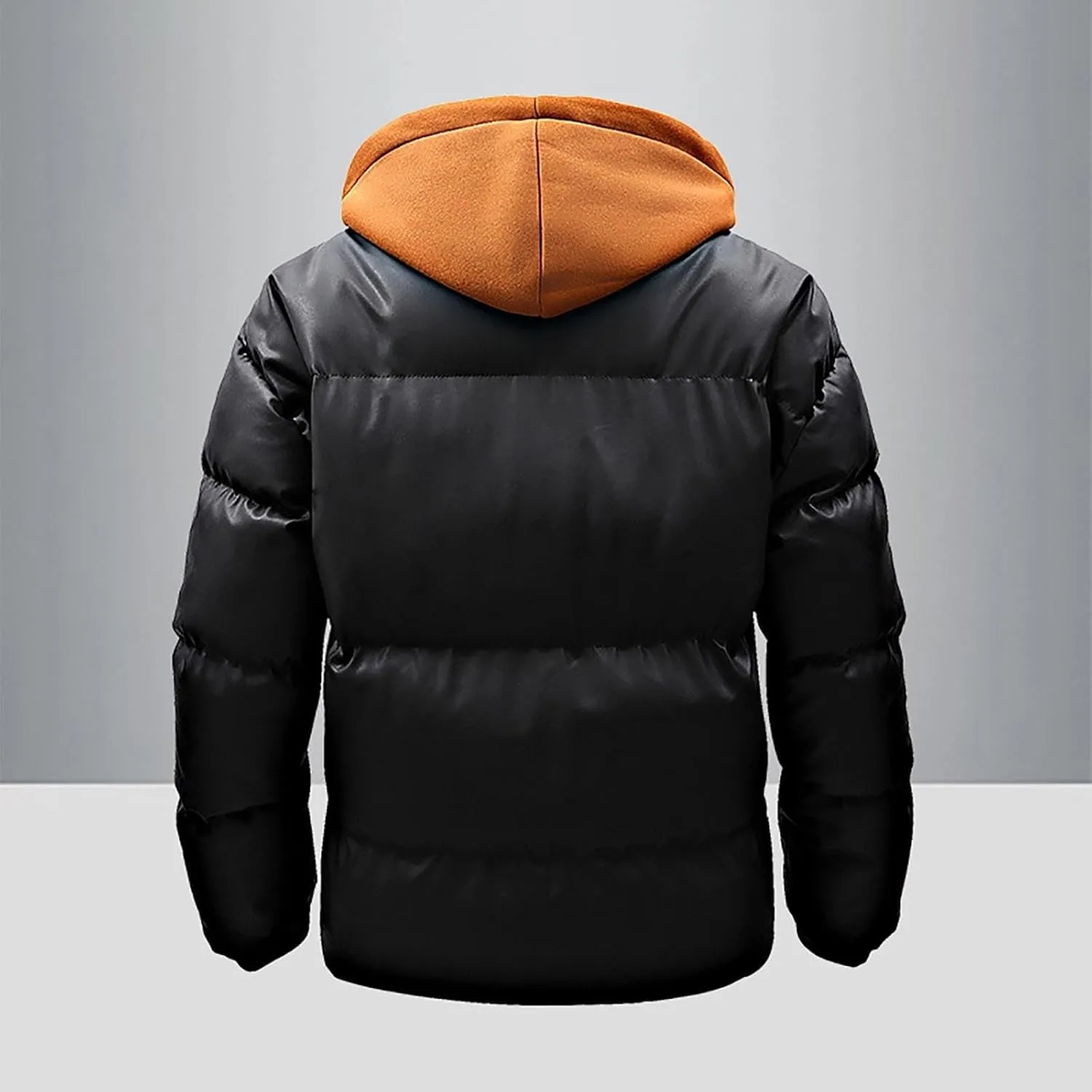 Mens Puffer Hoodie Zip up Padded Coat Warm Down Jacket Quilted Insulated Jacket Thermal Winter Jacket with Hood