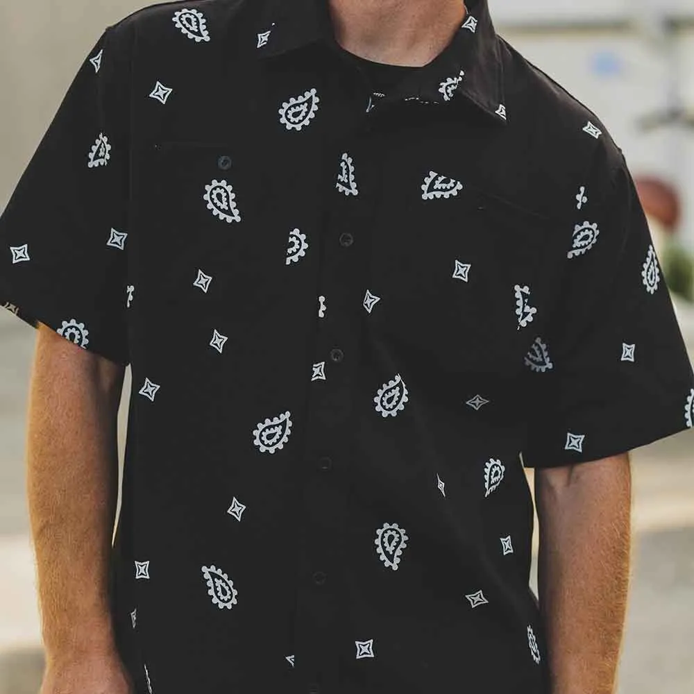 No Love Paisley Button Up Shirt Black