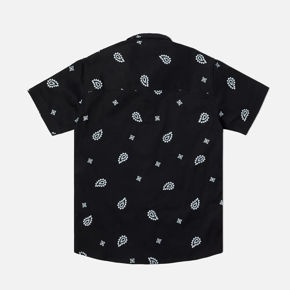 No Love Paisley Button Up Shirt Black