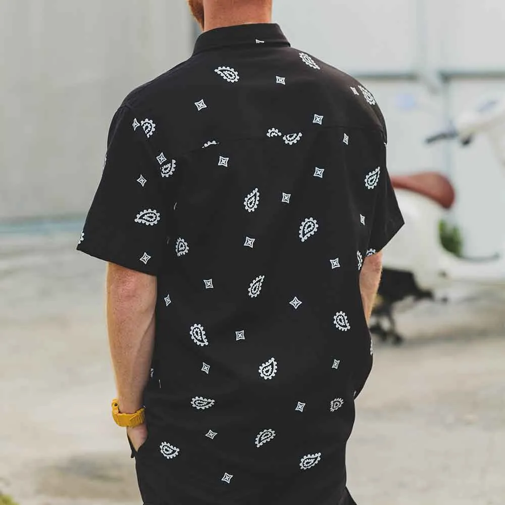 No Love Paisley Button Up Shirt Black