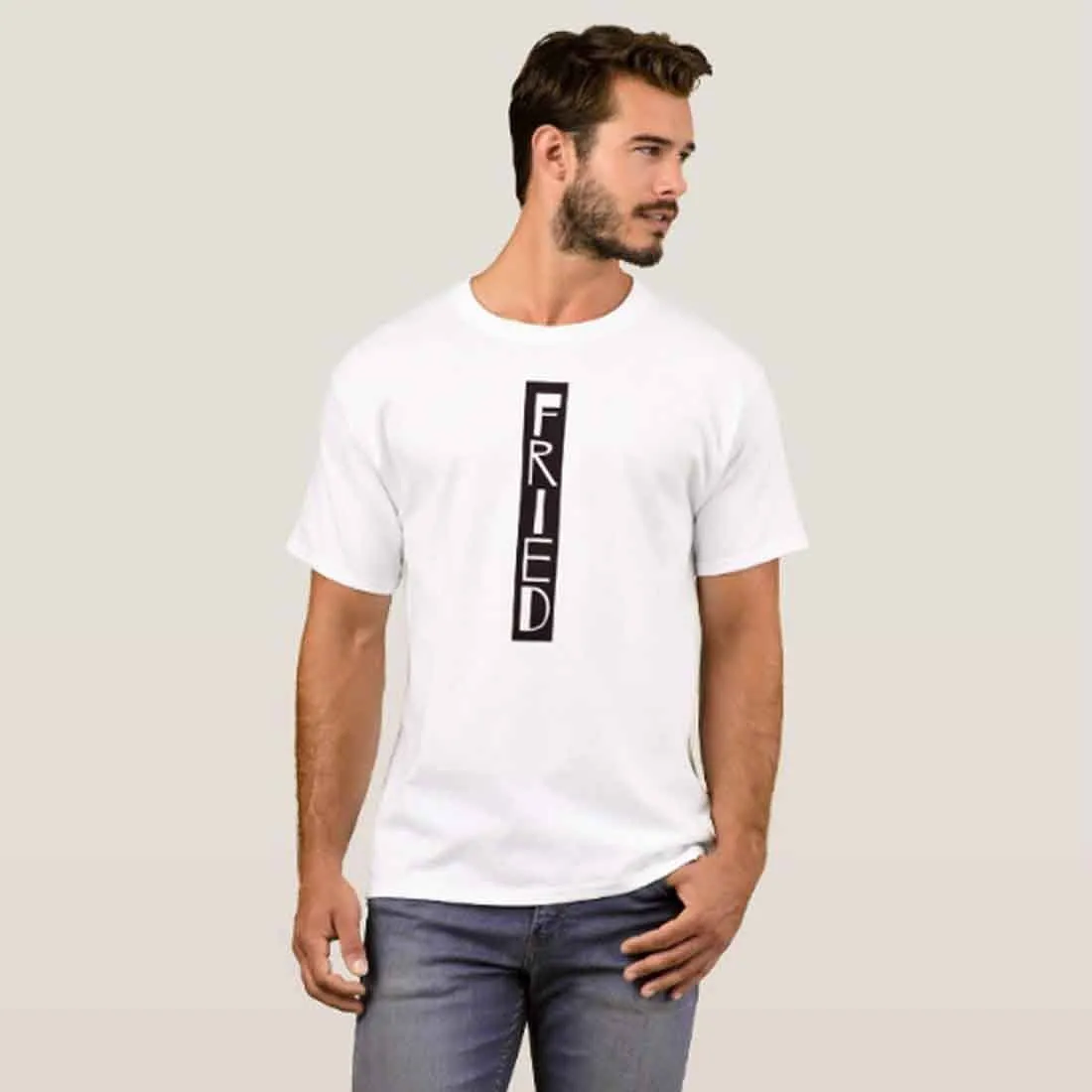 Nutcase Designer Round Neck Men's T-Shirt Wrinkle-Free Poly Cotton Tees - Fried Black