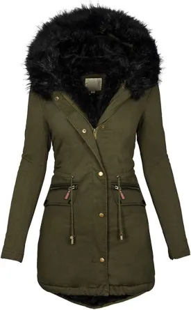 OIOLOYJM Winter Fashion Coats Womens Warm Hooded Jacket Thick Padded Loose Fleece Outerwear Oversized Faux Fur Hooded Coats