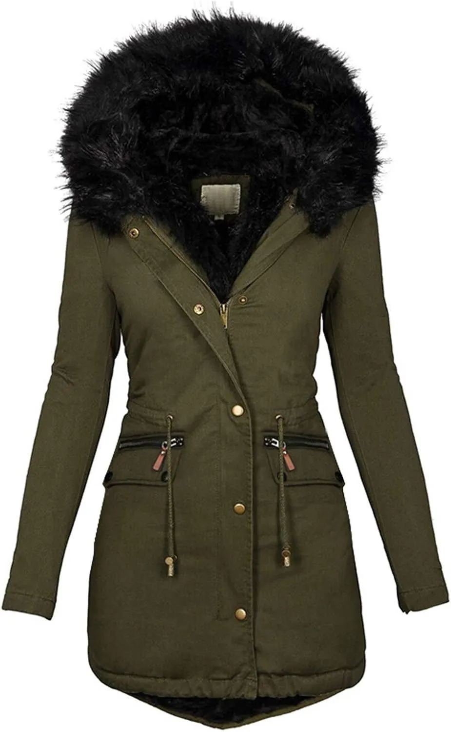 OIOLOYJM Winter Fashion Coats Womens Warm Hooded Jacket Thick Padded Loose Fleece Outerwear Oversized Faux Fur Hooded Coats