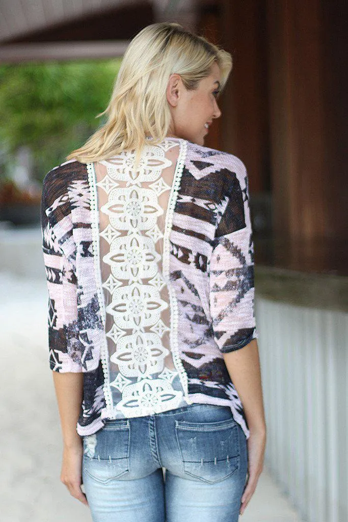 Pink and Black Top With Lace Back