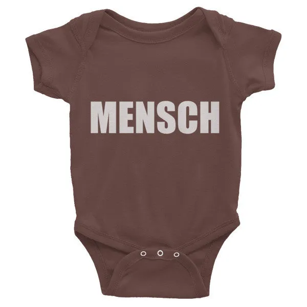 "MENSCH" A baby's onesie.