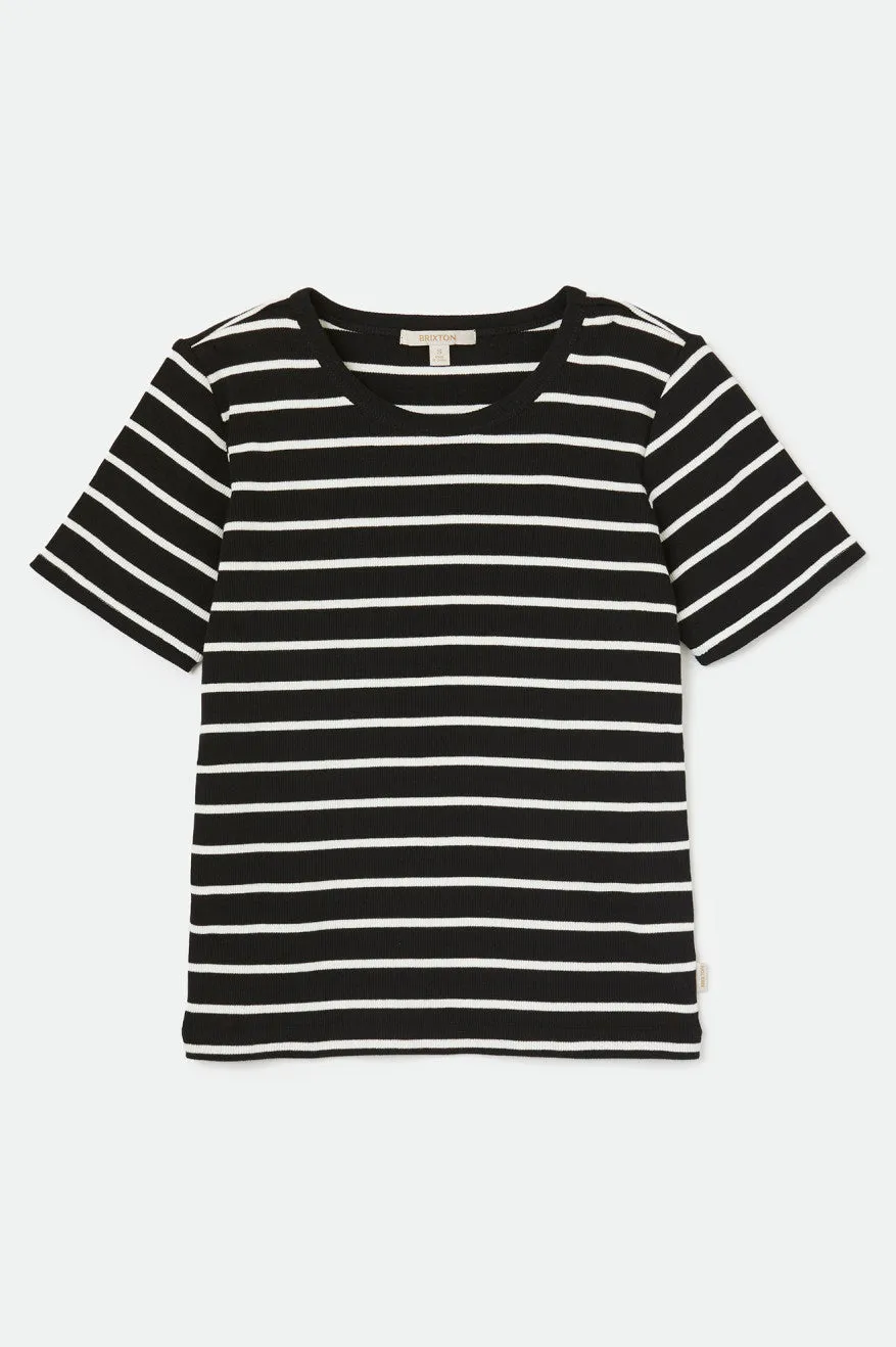 Samantha S/S Baby Tee - Black/White