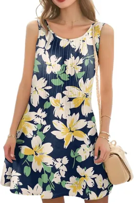 Summer Beach Vacation Clothes Spring Dresses for Women 2025 Sleeveless Floral Dress Boho Printed Mini Dress