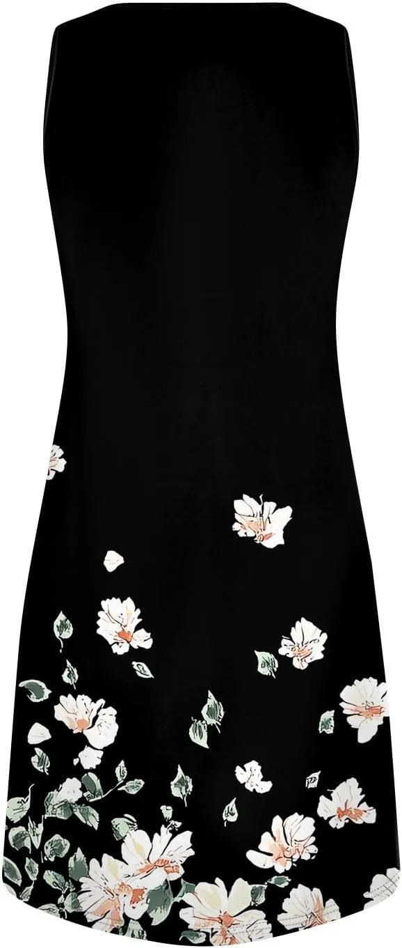 Summer Beach Vacation Clothes Spring Dresses for Women 2025 Sleeveless V Neck Loose Casual Sundresses