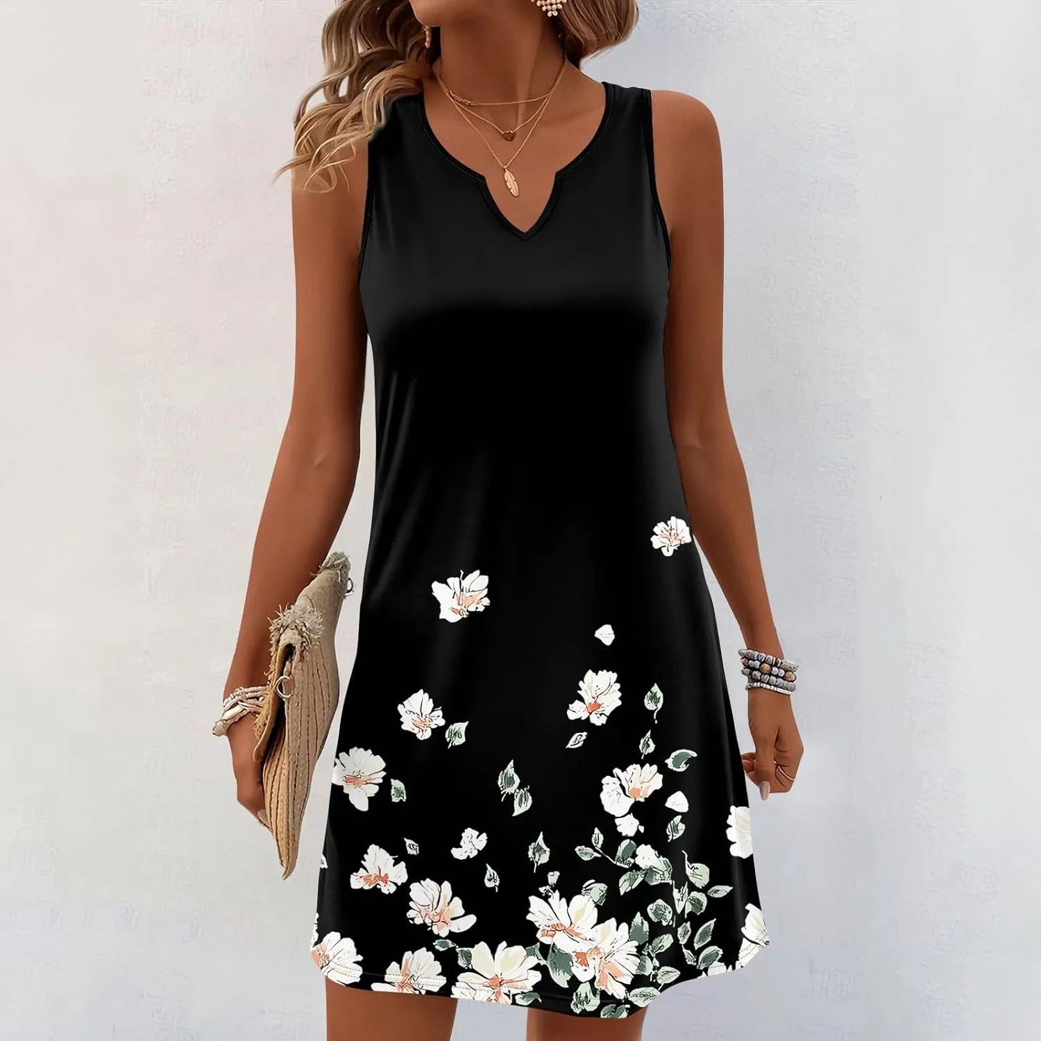 Summer Beach Vacation Clothes Spring Dresses for Women 2025 Sleeveless V Neck Loose Casual Sundresses