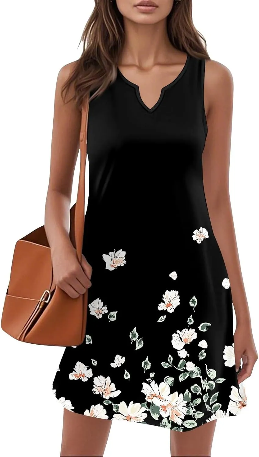 Summer Beach Vacation Clothes Spring Dresses for Women 2025 Sleeveless V Neck Loose Casual Sundresses