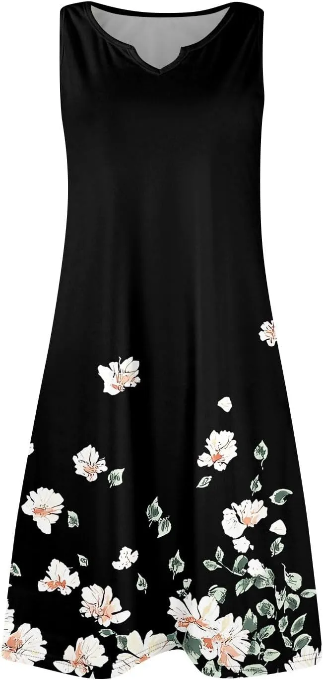 Summer Beach Vacation Clothes Spring Dresses for Women 2025 Sleeveless V Neck Loose Casual Sundresses