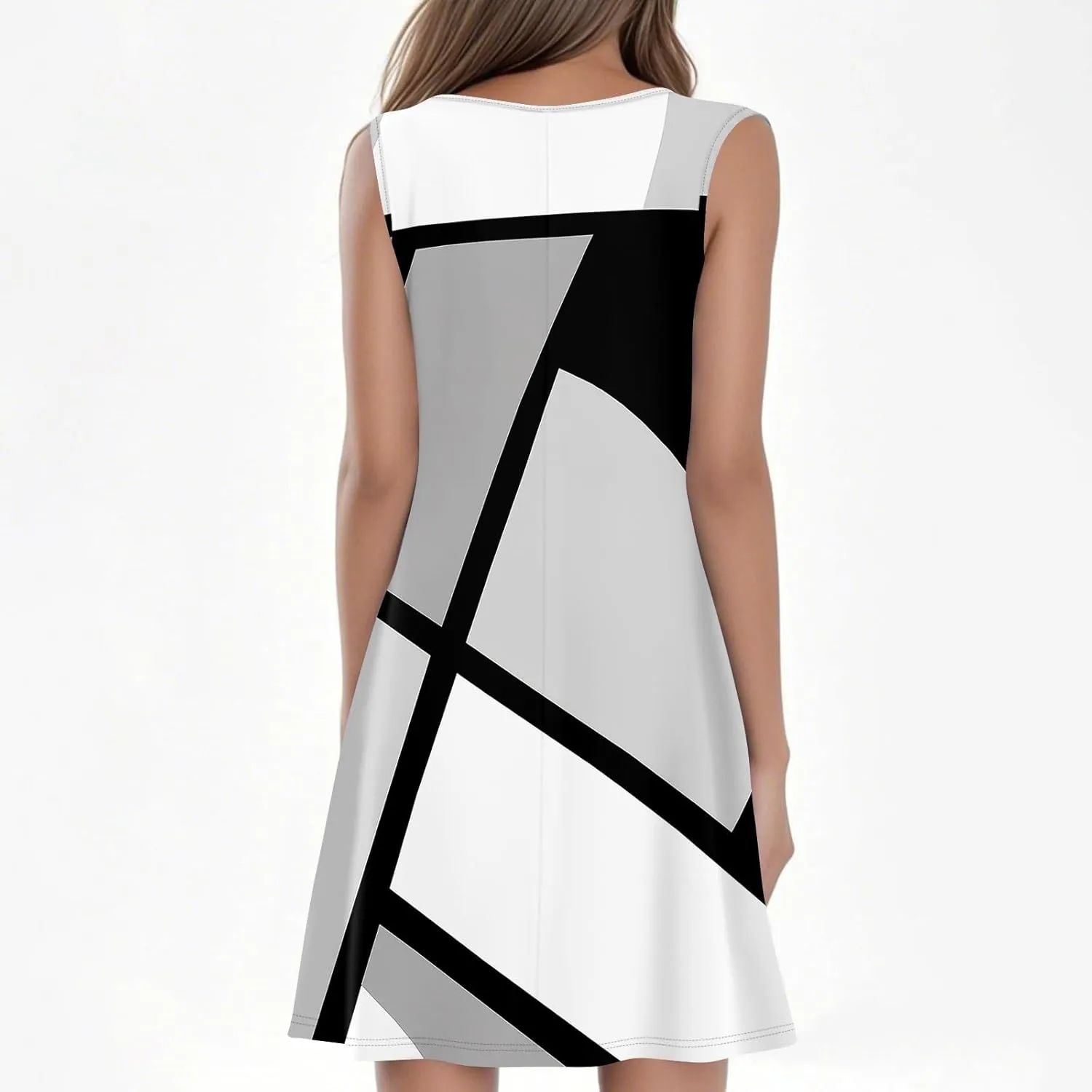 Summer Dresses for Women 2025 Beach Vacation Spring Clothes Sleeveless Crewneck Folds Casual Mini Dress