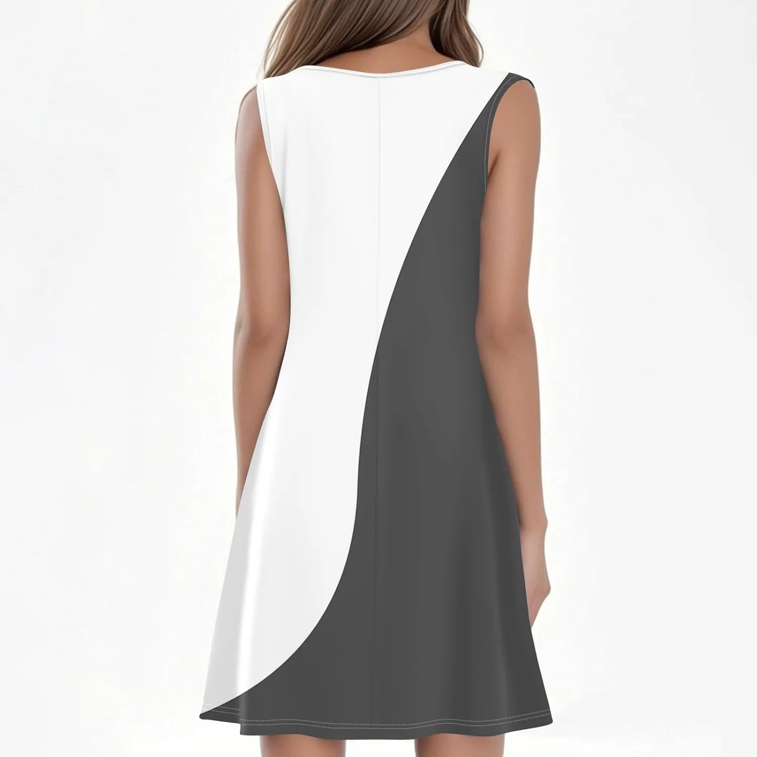Summer Dresses for Women 2025 Beach Vacation Spring Clothes Sleeveless Crewneck Folds Casual Mini Dress
